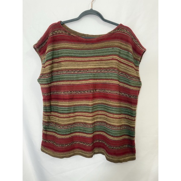 Lauren Ralph Lauren Sweaters - Lauren Ralph Lauren Linen Blend Striped Sleeveless Pullover Sweater Womens 2X